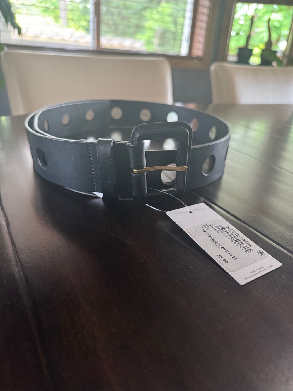 Treasure and Bond Black Grommet Leather Belt - 2” Wide. Size XL. NWT